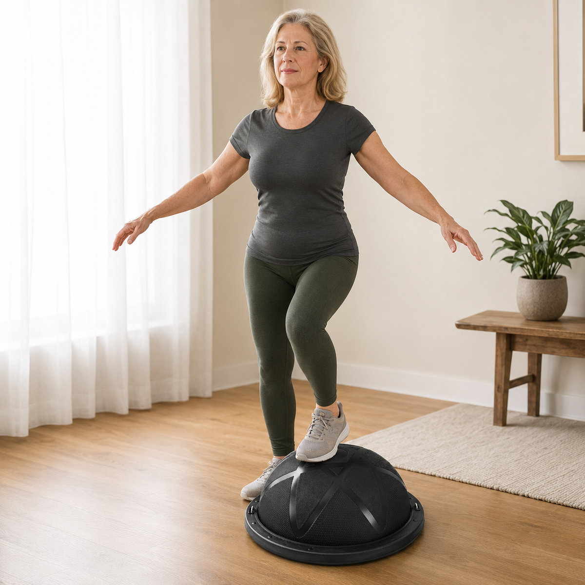 23-Inch Half Ball Balance Trainer with Resistance Bands, Reversible Platform and 660 lb Capacity