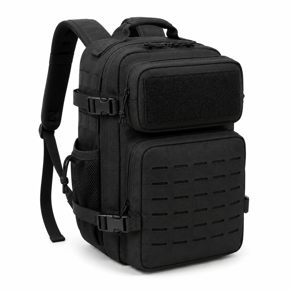 26L Tactical Backpack with Laser-Cut MOLLE Webbing, 15-Inch Laptop Compartment & Dual Bottle Pockets