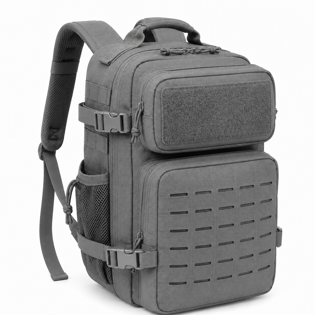 26L Tactical Backpack with Laser-Cut MOLLE Webbing, 15-Inch Laptop Compartment & Dual Bottle Pockets