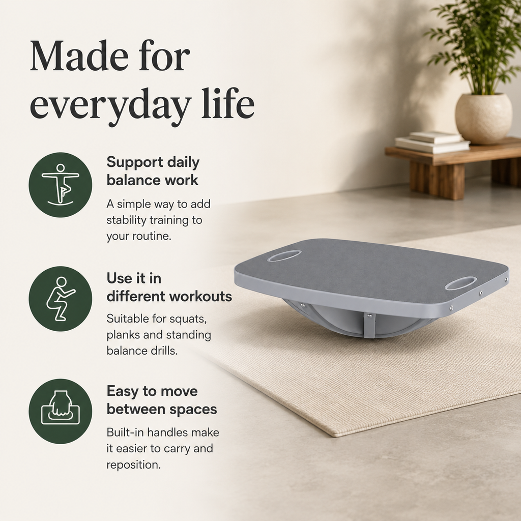 360° Wobble Balance Board with 25° Tilt, Non-Slip Surface, Carry Handles & 500 lb Capacity