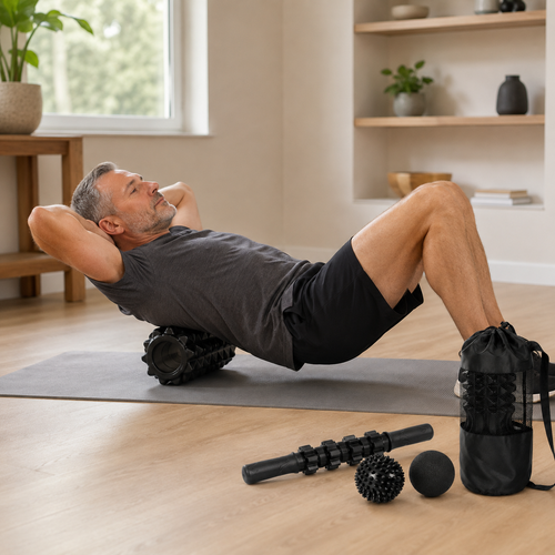 5-Piece Trigger Point Foam Roller Set with Massage Stick, 2 Massage Balls & Carry Bag for Full-Body Self-Massage