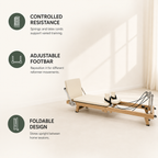 75-Inch Foldable Pilates Reformer Machine with Dual Spring & Cord Resistance, Adjustable Foot Bar & Jump Board