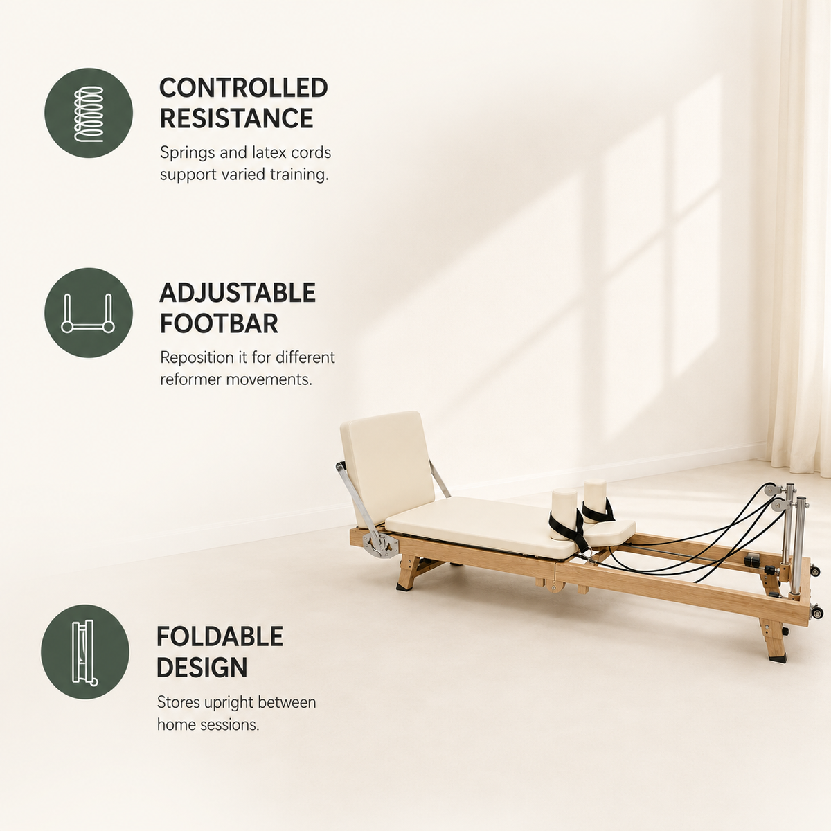75-Inch Foldable Pilates Reformer Machine with Dual Spring & Cord Resistance, Adjustable Foot Bar & Jump Board