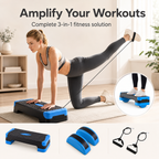 Adjustable Aerobic Step Platform with 4 Heights, Balance Trainers & Resistance Bands, 660 lb Static Capacity