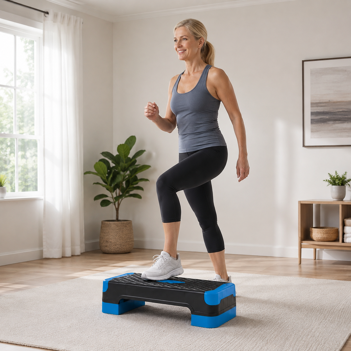 Adjustable Aerobic Step Platform with 4 Heights, Balance Trainers & Resistance Bands, 660 lb Static Capacity