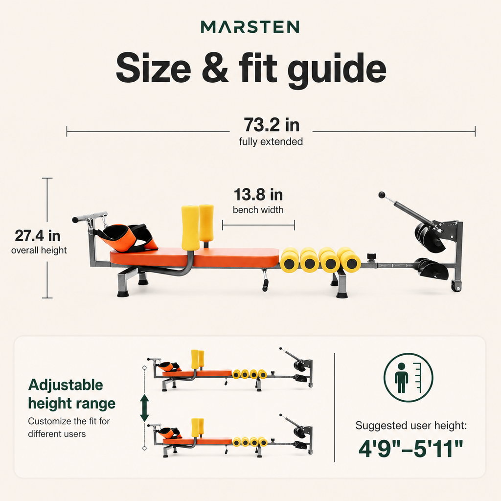 Adjustable Back Stretch Bench with Neck Stretcher, 8 Foam Rollers & 286 lb Capacity for Home Use