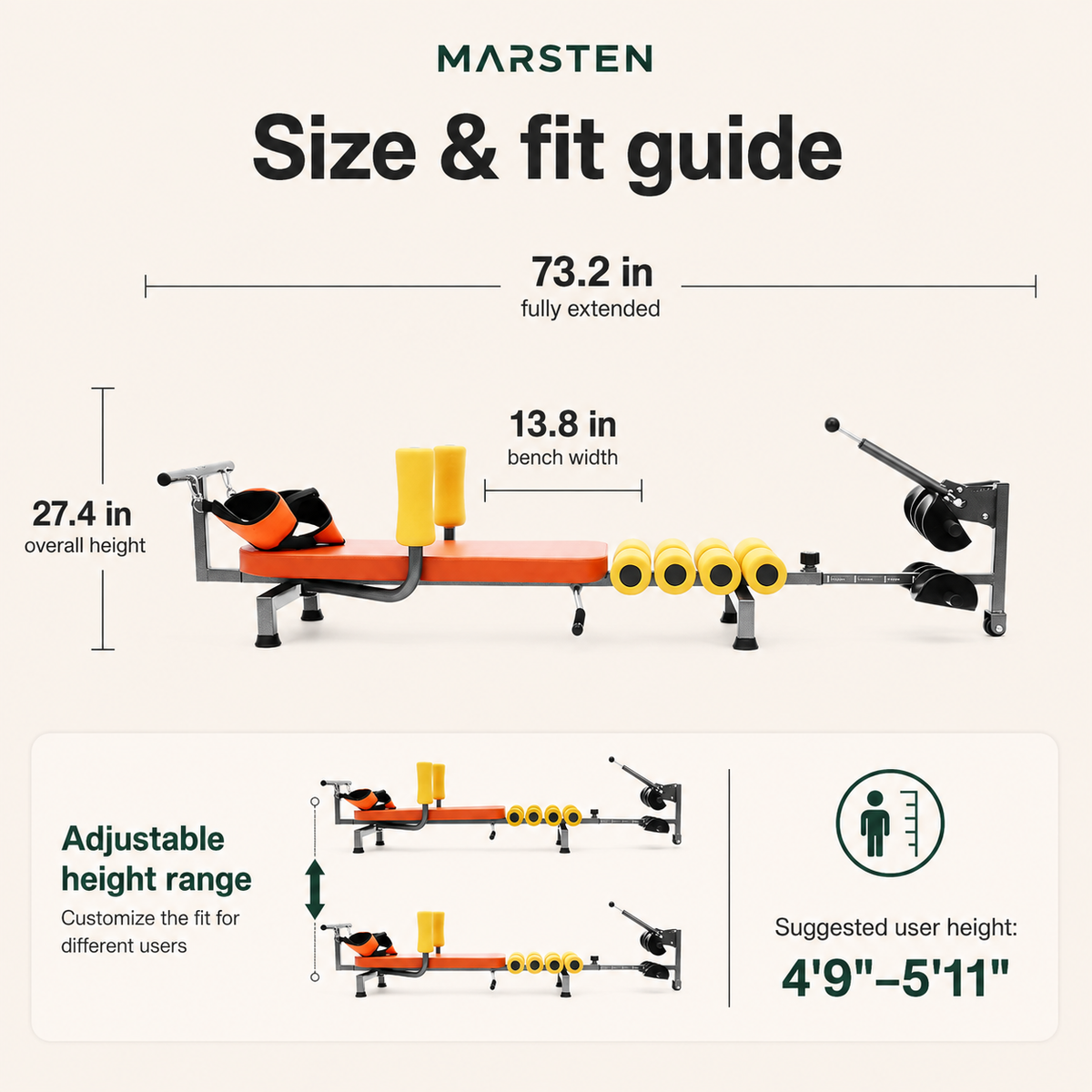 Adjustable Back Stretch Bench with Neck Stretcher, 8 Foam Rollers & 286 lb Capacity for Home Use