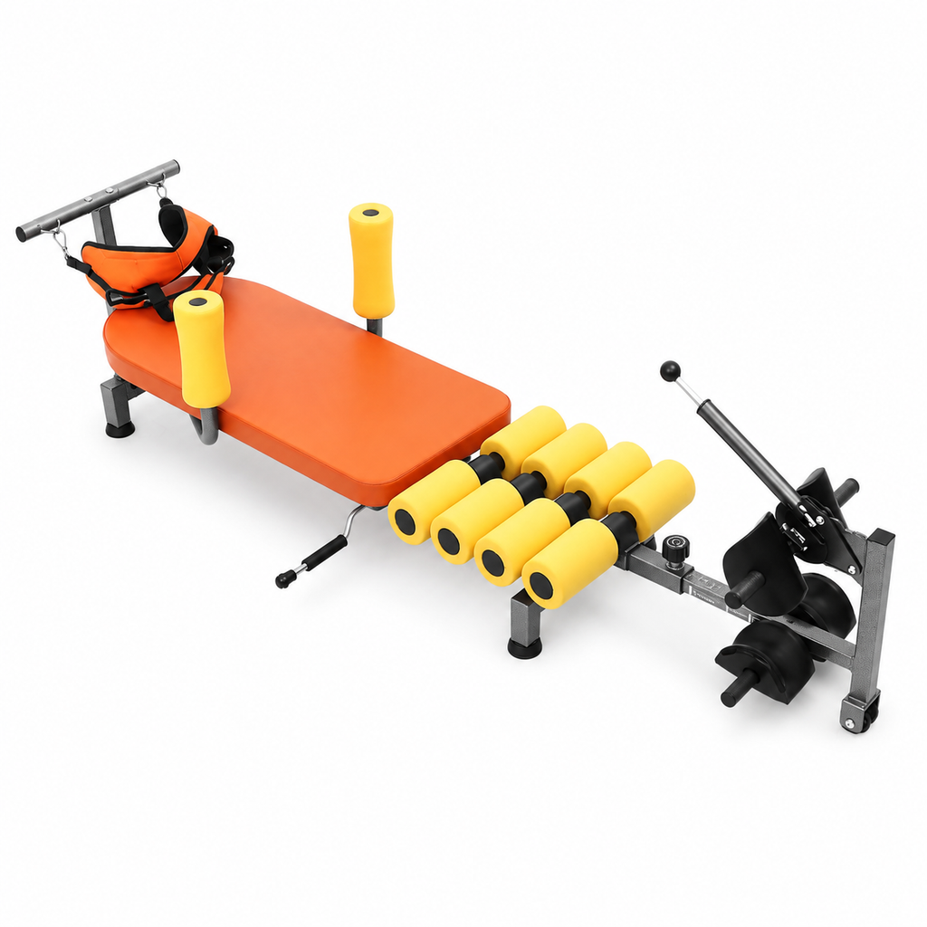 Adjustable Back Stretch Bench with Neck Stretcher, 8 Foam Rollers & 286 lb Capacity for Home Use