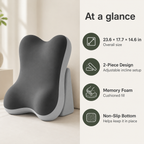 Adjustable Bed Wedge Pillow with Memory Foam & 2-Piece Incline Backrest for Reading, Gaming & Reclining