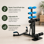 Adjustable Deep Squat Machine with 4 Resistance Levels, Massage Rollers & Push-Up Handles, 300 lb Capacity