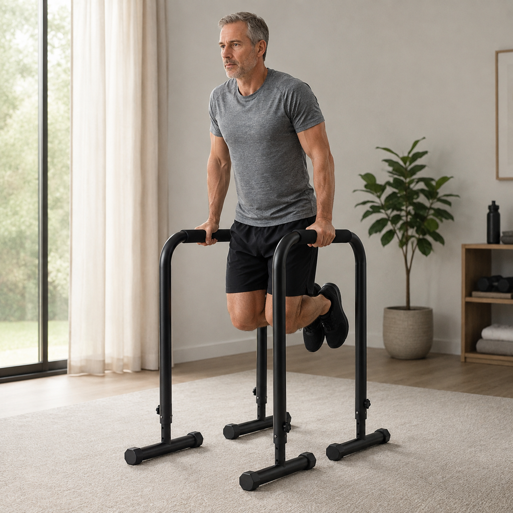 Adjustable Dip Bars with 3 Height Levels, 32–36 in, 440 lb Capacity for Home Gym Calisthenics