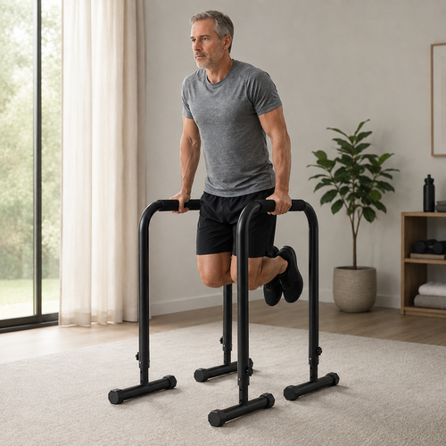 Adjustable Dip Bars with 3 Height Levels, 32–36 in, 440 lb Capacity for Home Gym Calisthenics