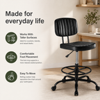 Adjustable Height Drafting Chair with Removable Backrest, Foot Ring & Rolling Casters, 350 lb Capacity