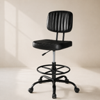 Adjustable Height Drafting Chair with Removable Backrest, Foot Ring & Rolling Casters, 350 lb Capacity