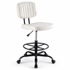 Adjustable Height Drafting Chair with Removable Backrest, Foot Ring & Rolling Casters, 350 lb Capacity