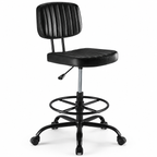 Adjustable Height Drafting Chair with Removable Backrest, Foot Ring & Rolling Casters, 350 lb Capacity