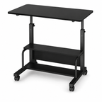 Adjustable Height Rolling Computer Desk with 3-Tier Storage, Removable Divider Board & Locking Wheels, 31.5-Inch