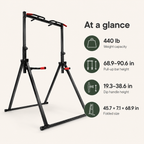 Adjustable Power Tower Pull-Up Bar & Dip Station with Foldable Frame, 440 lb Capacity for Home Gym Strength Training