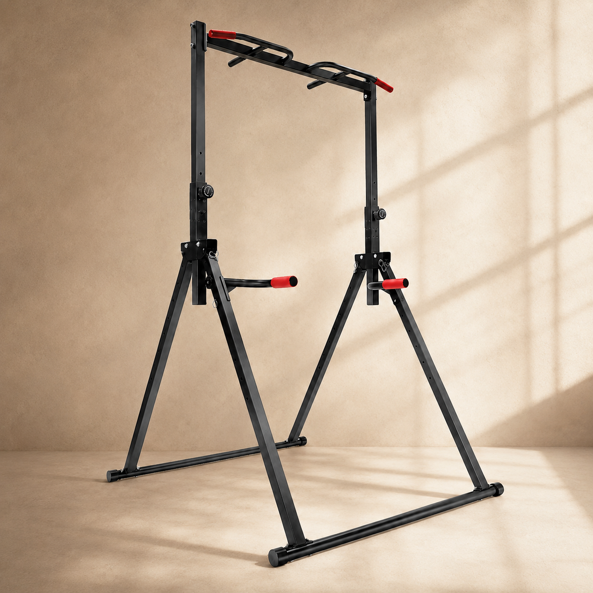 Adjustable Power Tower Pull-Up Bar & Dip Station with Foldable Frame, 440 lb Capacity for Home Gym Strength Training