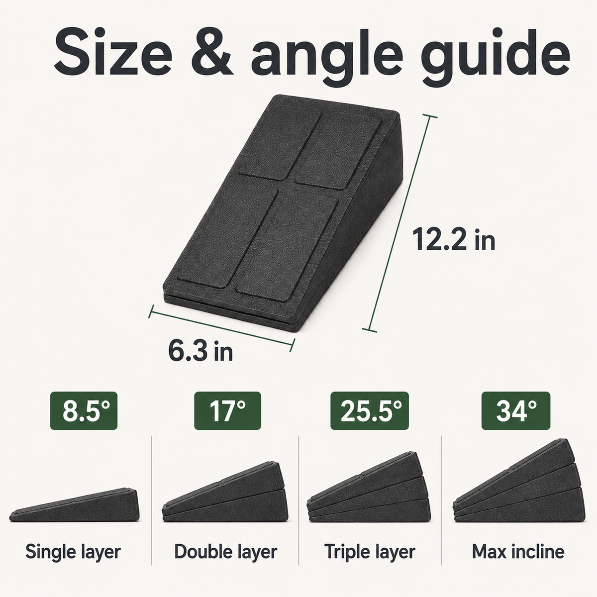 Adjustable Slant Board Calf Stretcher, 3-Piece EPP Foam Incline Wedge with 4 Angles for Stretching and Squats