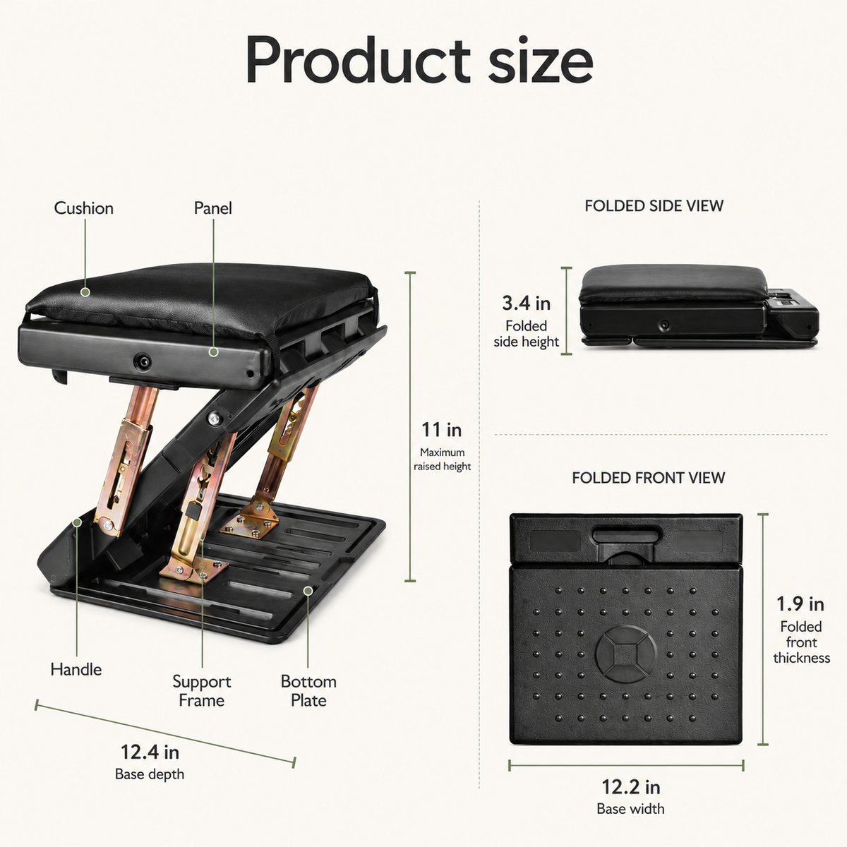 Adjustable Under Desk Footrest with 4-Level Height, Removable Cushion & Massage Surface