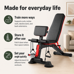 Adjustable Weight Bench with Preacher Curl Pad, Roman Chair, 7 Backrest Positions & Foldable Home Gym Design