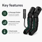 Air Compression Leg Massager with Heat, 6 Modes, 9 Intensity Levels & Full-Leg Compression Boots