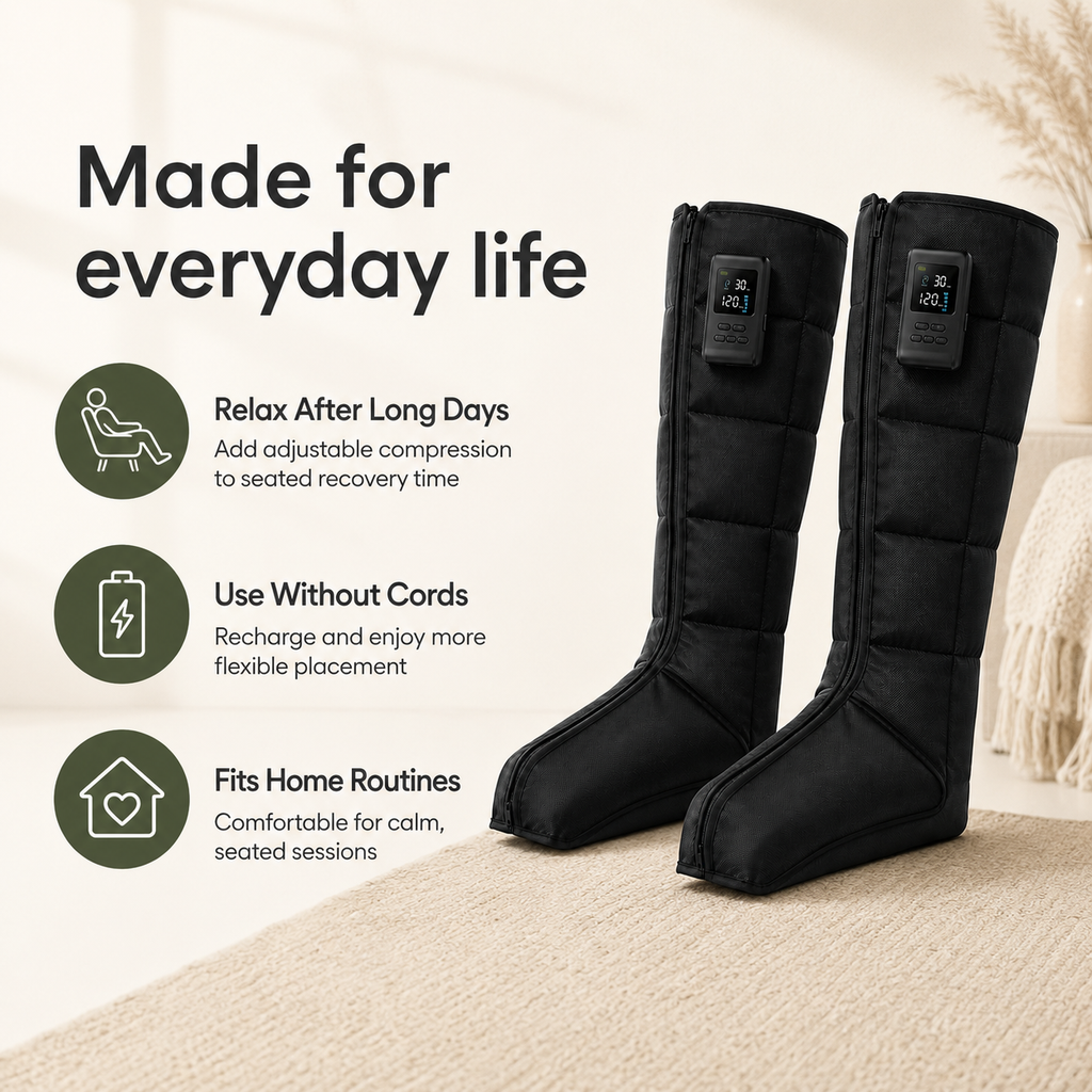 Air Compression Recovery Boots with Cordless Controls, 7 Pressure Levels, 5 Modes & USB-C Charging