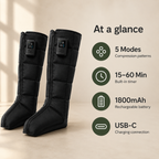 Air Compression Recovery Boots with Cordless Controls, 7 Pressure Levels, 5 Modes & USB-C Charging