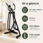 Air Walker Exercise Machine, Foldable Low-Impact Cardio Glider with 31.4-Inch Stride, LCD Monitor & Device Holder