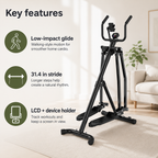 Air Walker Exercise Machine, Foldable Low-Impact Cardio Glider with 31.4-Inch Stride, LCD Monitor & Device Holder