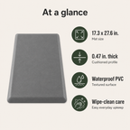 Anti-Fatigue Standing Mat with Waterproof PVC Surface & Non-Slip Base for Kitchen or Standing Desk, 17.3 x 27.6 in