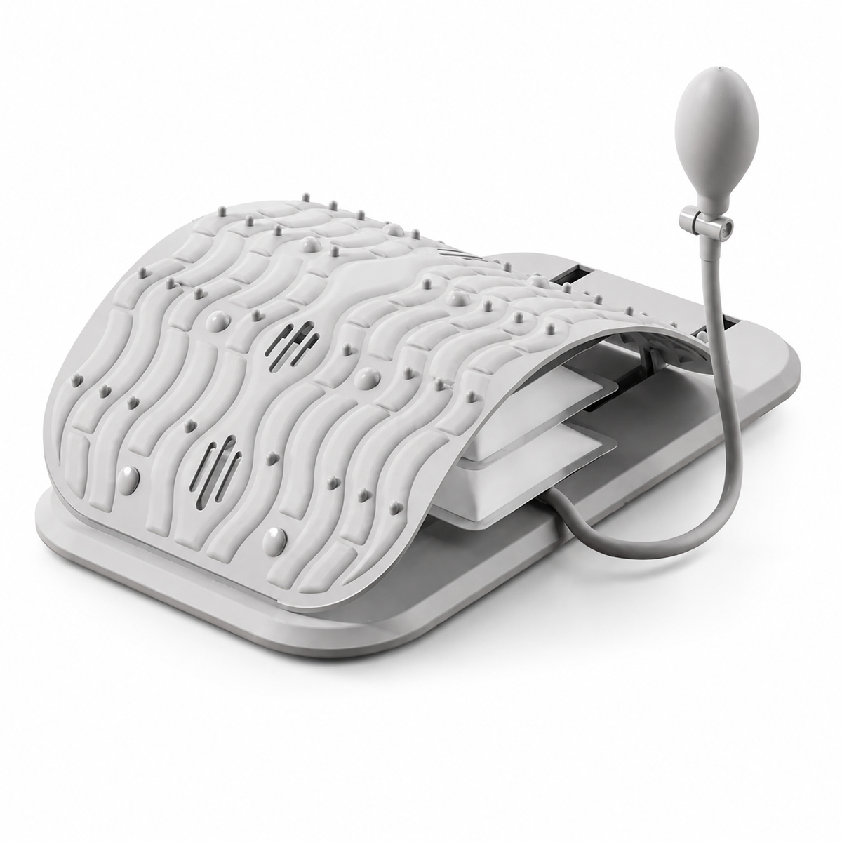 Back Stretcher with Adjustable Inflatable Lumbar Support, Acupressure Points and Manual Hand Pump