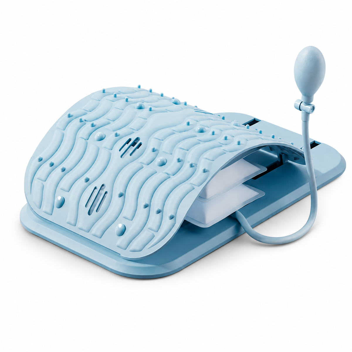 Back Stretcher with Adjustable Inflatable Lumbar Support, Acupressure Points and Manual Hand Pump