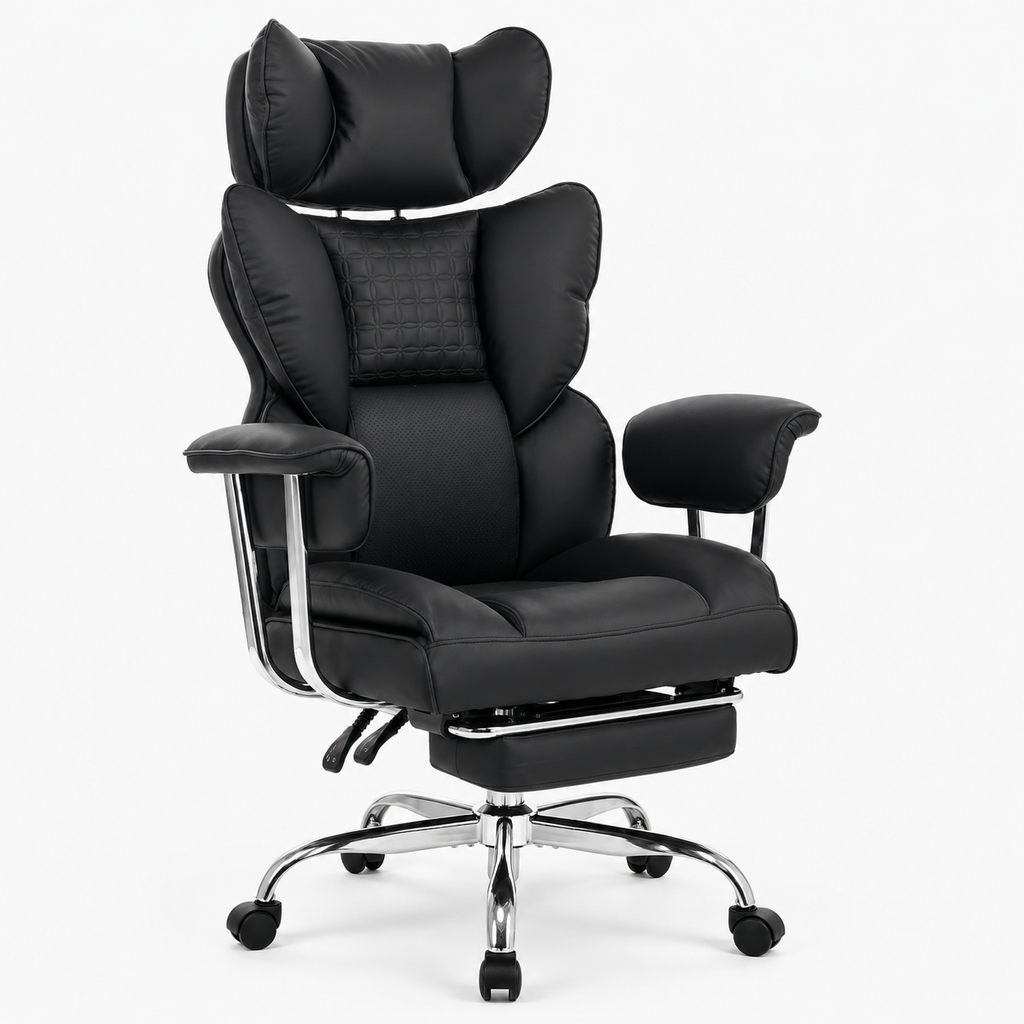 Big & Tall Executive Office Chair with Footrest, 350 lb Capacity, 90°–135° Recline & Wide Seat