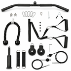Cable Pulley System for Home Gym with Lat Bar, Triceps Rope, Quiet Rollers & 265 lb Capacity  Description