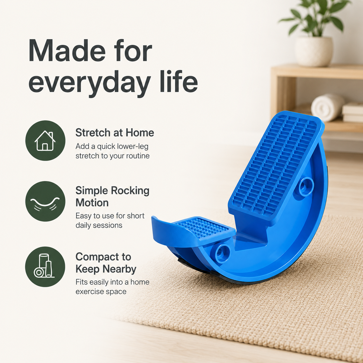 Calf Stretcher Foot Rocker with Non-Slip Pads, 360 lb Capacity, Single or Pair for Ankle & Lower-Leg Stretching