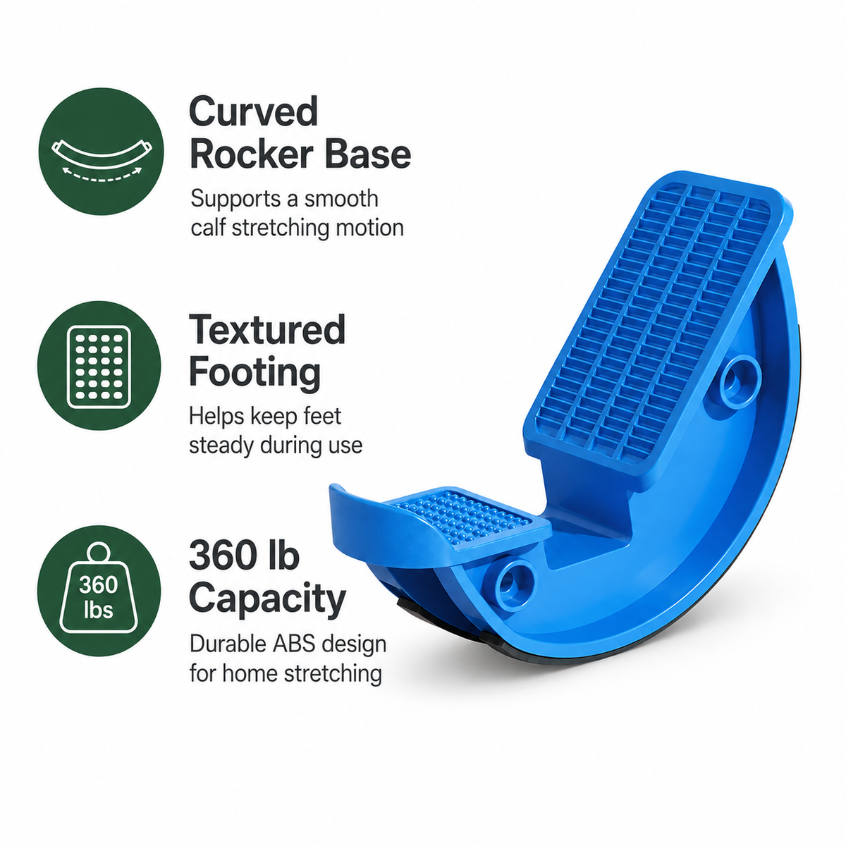 Calf Stretcher Foot Rocker with Non-Slip Pads, 360 lb Capacity, Single or Pair for Ankle & Lower-Leg Stretching