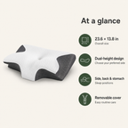 Cervical Memory Foam Pillow, 23.6 x 13.8 in Dual-Height Neck Support with Breathable Cover for Side, Back & Stomach Sleepers