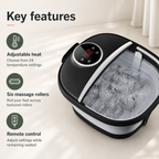 Collapsible Heated Foot Spa with 6 Massage Rollers, Bubbles, Remote Control, 24 Heat Settings and Timer