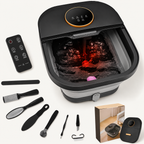 Collapsible Heated Foot Spa with 6 Massage Rollers, Bubbles, Remote Control and Plus-Size Basin