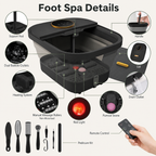 Collapsible Heated Foot Spa with 6 Massage Rollers, Bubbles, Remote Control and Plus-Size Basin