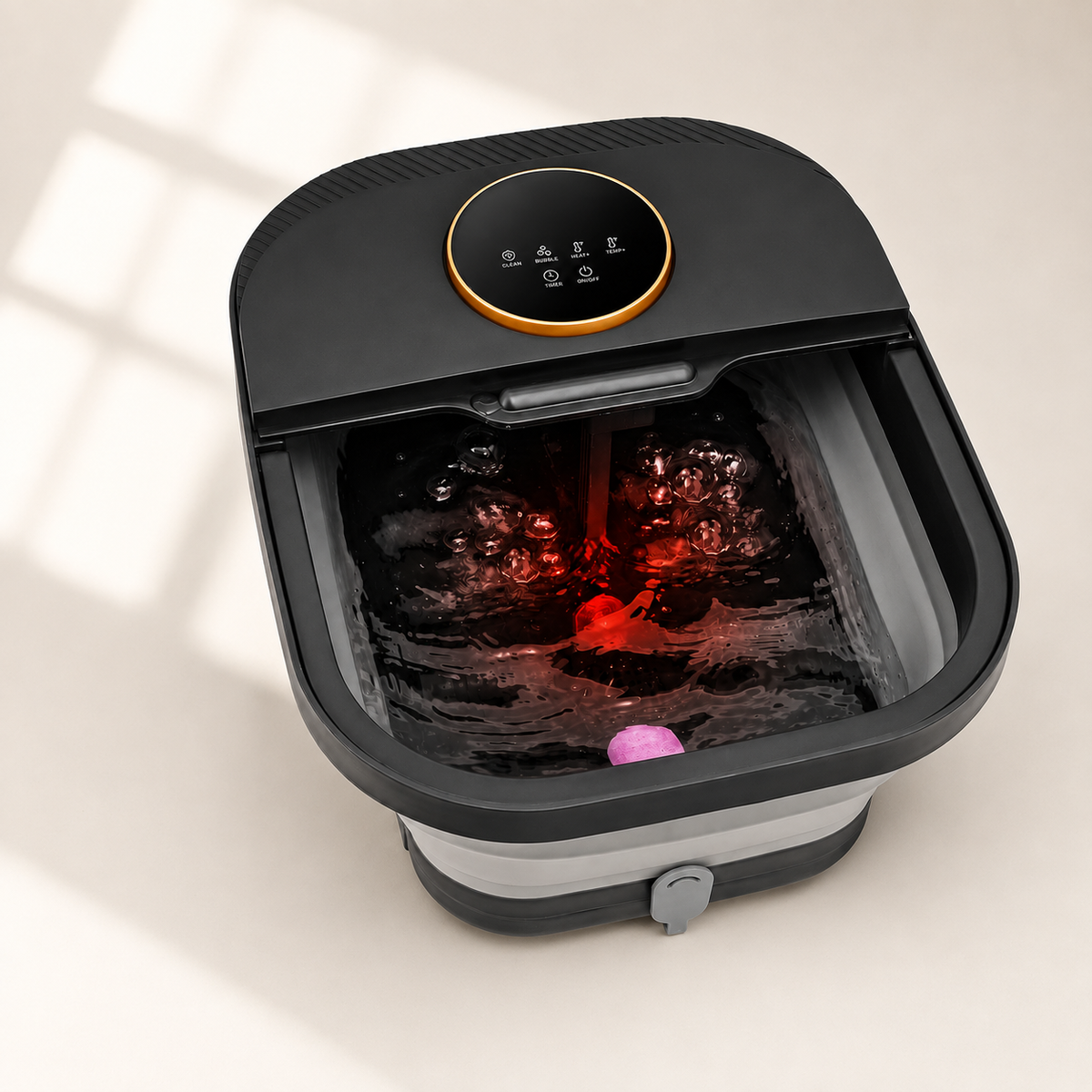 Collapsible Heated Foot Spa with 6 Massage Rollers, Bubbles, Remote Control and Plus-Size Basin