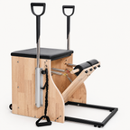 Compact Pilates Reformer Chair with 4 Adjustable Springs, Fold-Up Split Pedal, Support Handles and 350 lb Capacity