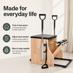 Compact Pilates Reformer Chair with 4 Adjustable Springs, Fold-Up Split Pedal, Support Handles and 350 lb Capacity
