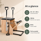 Compact Pilates Reformer Chair with 4 Adjustable Springs, Fold-Up Split Pedal, Support Handles and 350 lb Capacity