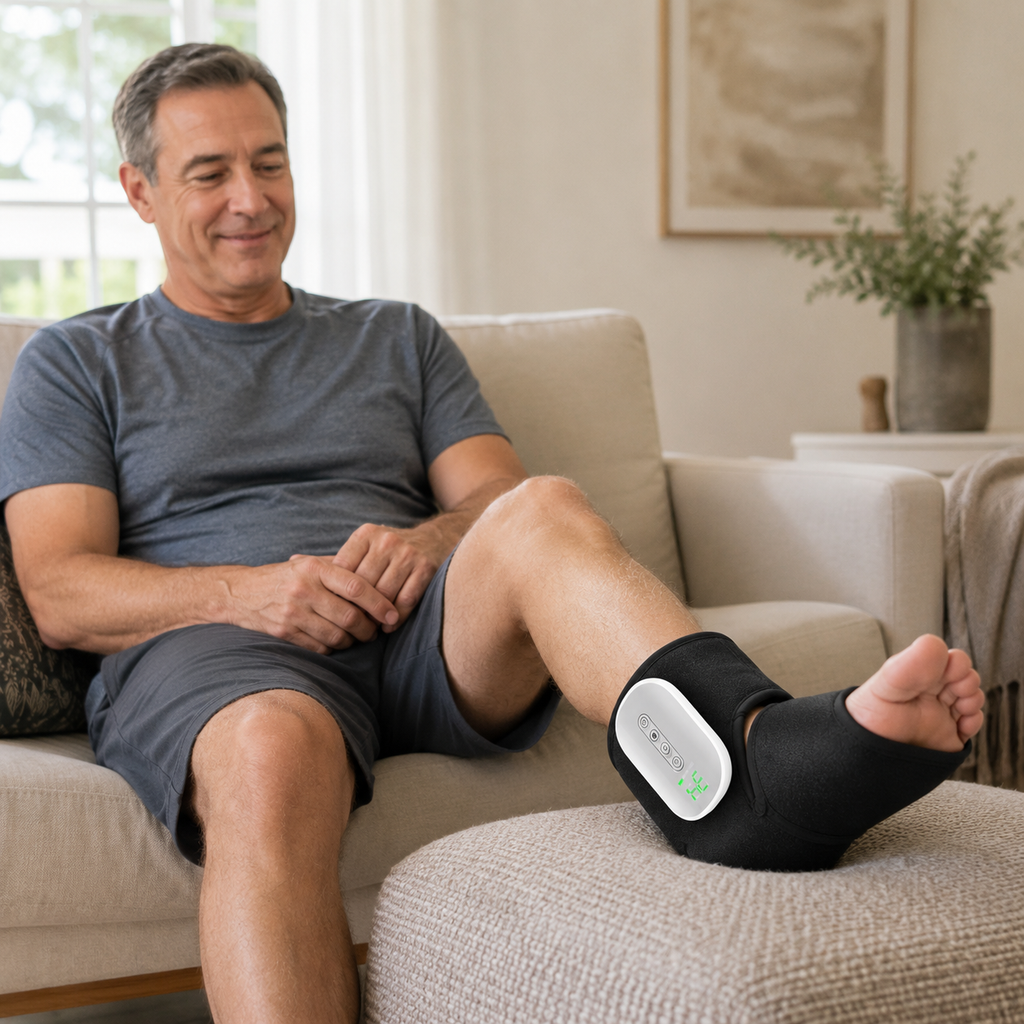 Cordless Foot & Ankle Massager with Heat & Air Compression, 3 Modes, 4 Intensities & 3000mAh Battery