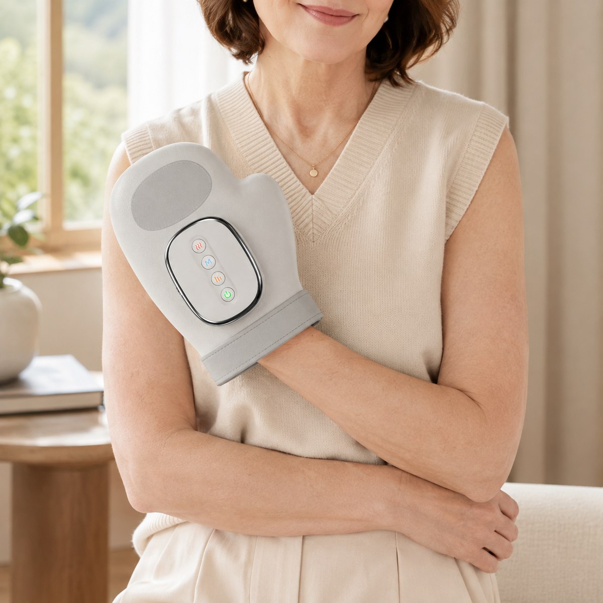Cordless Hand Massager with Heat & Air Compression, 3 Modes, 5 Intensity Levels and 15-Minute Timer