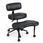 Cross-Legged Office Chair with Wide Rolling Footrest Platform, Armless Swivel Design, Lumbar Support & 350 lb Capacity