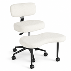 Cross-Legged Office Chair with Wide Rolling Footrest Platform, Armless Swivel Design, Lumbar Support & 350 lb Capacity